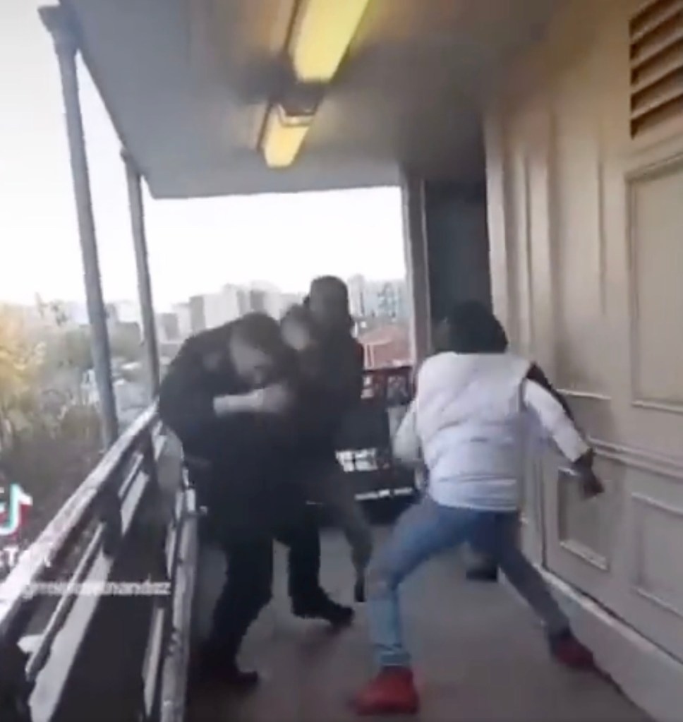 Two men were captured on video beating up a cop last year.