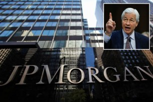 JPMorgan sign and CEO Jamie Dimon
