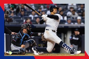 Juan Soto, a baseball player swinging a bat