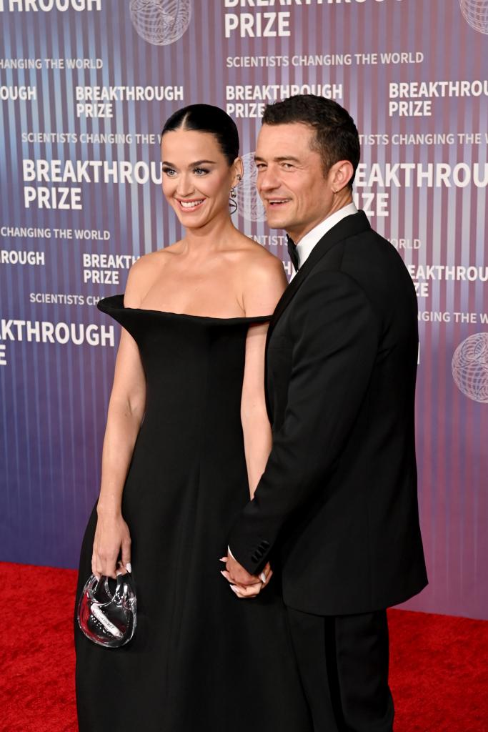 Katy Perry and Orlando Bloom attend the 10th Breakthrough Prize Ceremony at the Academy of Motion Picture Arts and Sciences on April 13, 2024 in Los Angeles, California.