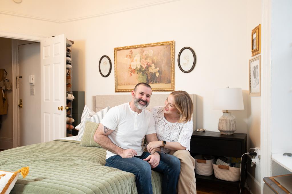 Lisa and Dusty Miller, 36 and 39, in their bedroom