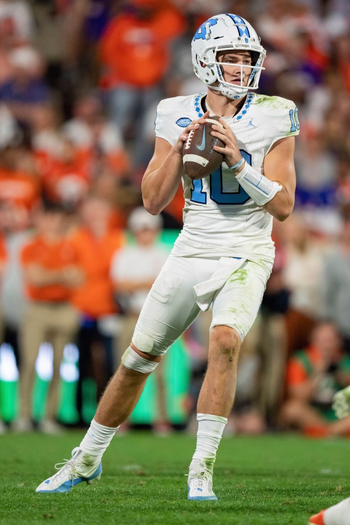 North Carolina quarterback Drake Maye in action in November 2023.