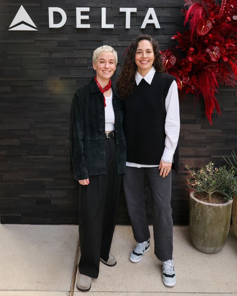 Megan Rapinoe and Sue Bird attend the Delta Air Lines Dinner at SXSW on March 10, 2024 in Austin, Texas.  