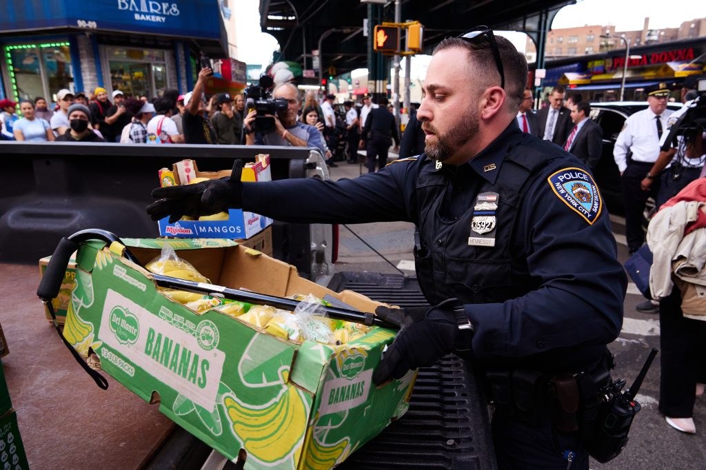 Members of the New York City Police Department conducted a raid and confiscated clothing