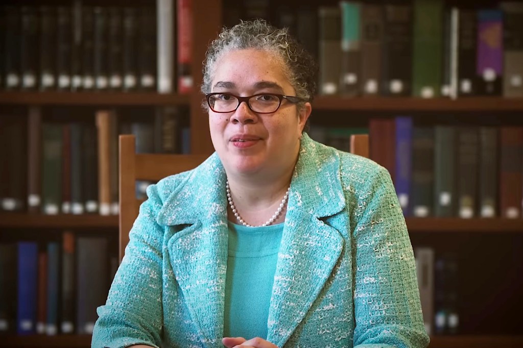 G. Gabrielle Starr sitting in a chair, newly selected as 10th President of Pomona College.