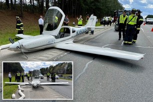 A single-engine Lancair 360 made an emergency landing on US Route 1 in North Carolina.