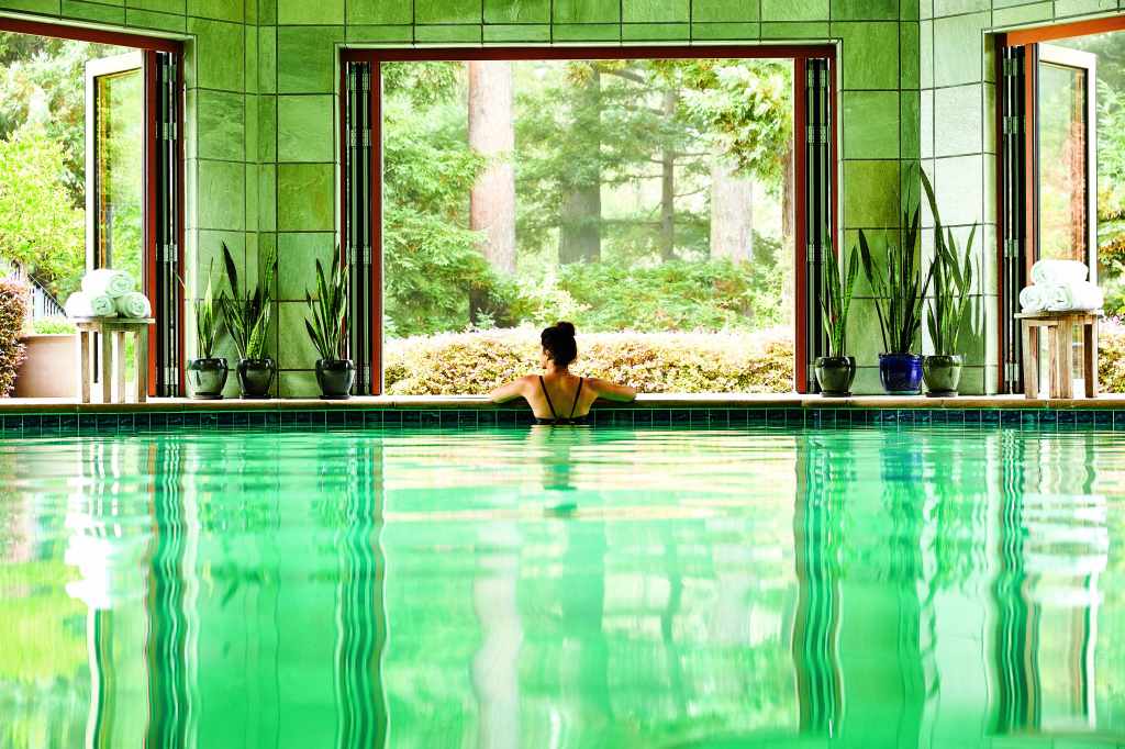 A woman enjoying a swim at the Michelin-listed Canyon Ranch in Woodside, California.