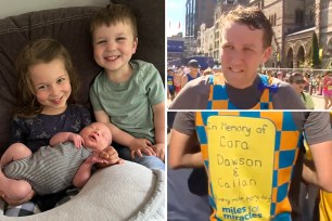 Patrick Clancy's three children, left. Patrick at the rest, upper right. His jersey, lower right.