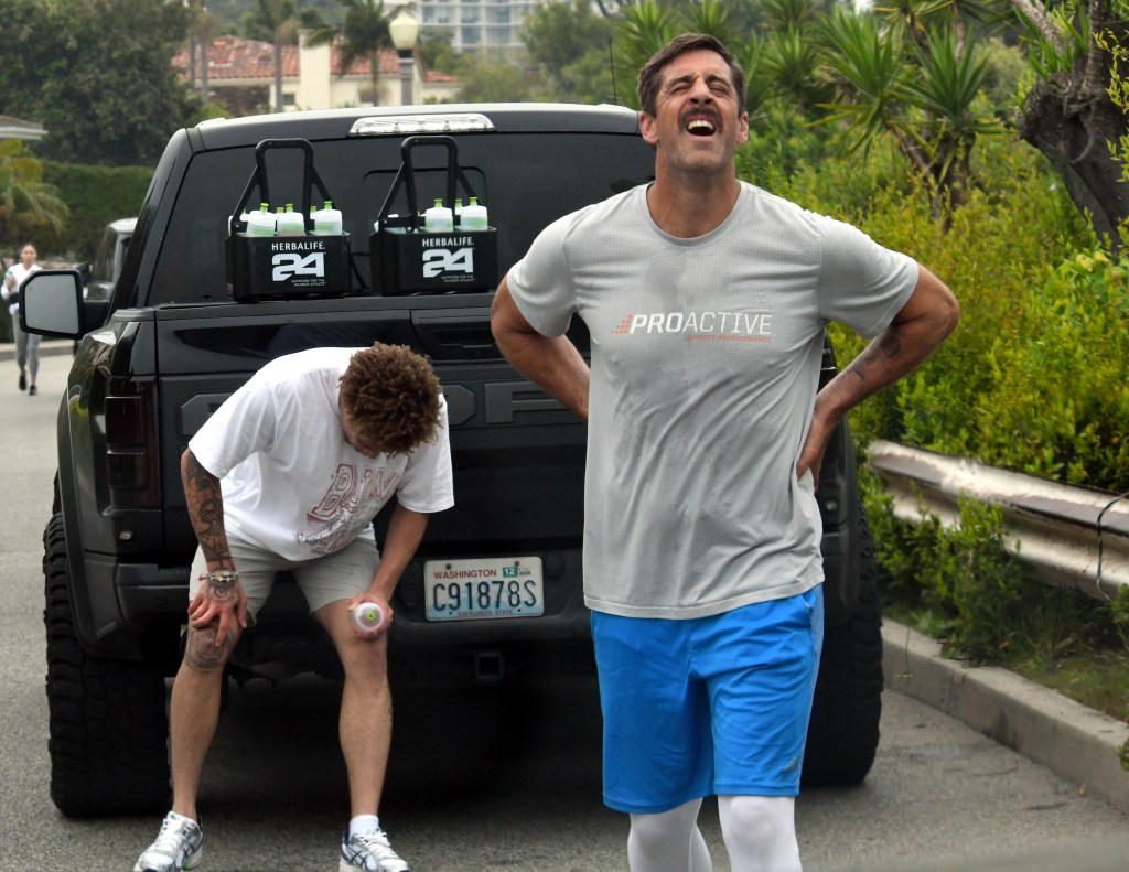 Aaron Rodgers was recently spotted going through a grueling workout with the USC football team in Santa Monica, Calif.