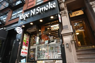 A storefront of the new illegal weed shop 'Vape N Smoke' selling prerolls on Second Avenue in the East Village, New York