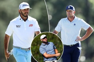 Max Homa, Scottie Scheffler and Bryson DeChambeau share the lead at the Masters entering Saturday.