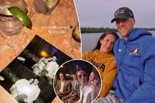 Caitlin Clark and her boyfriend, Connor McCaffery took in a star-studded skyline in New York City after the Indiana Fever selected her with the first pick in the WNBA Draft Monday night. 