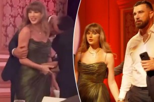 Travis Kelce kisses Taylor Swift's shoulder in PDA-packed night