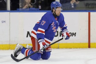 Rangers winger Blake Wheeler suffered a season-ending leg injury on Feb. 15.