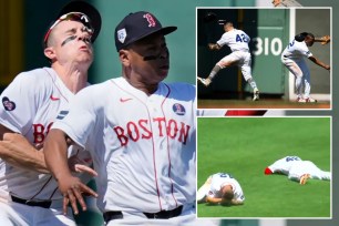 Red Sox players in scary collision