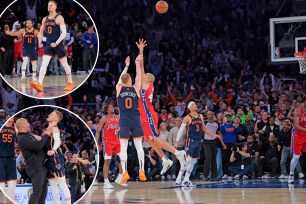 Donte DiVincenzo hit the go-ahead 3-pointer with 13 seconds left for the Knicks against the 76ers.