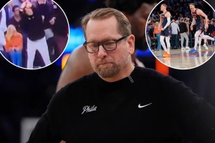Nick Nurse claimed that he tried to call a timeout twice during the chaotic stretch at the end of the Knicks-76ers game Monday.