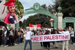 collage of graduate and free palestine protest