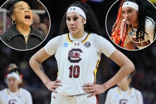 Kamilla Cardoso, Te-Hina Paopao (top-inset right) and Dawn Staley (top-inset left)