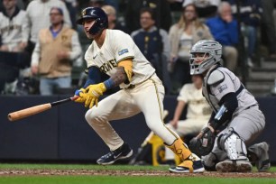 Joey Ortiz belts a game-winning single off Michael Tonkin in the 11th inning of the Yankees' 7-6 loss to the Brewers.