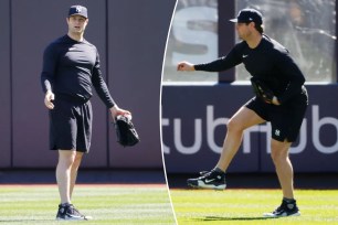 Gerrit Cole works out at Yankee Stadium
