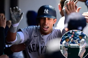 Oswaldo Cabrera hit a home run for the Yankees against the Guardians on Saturday.