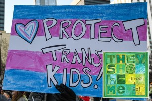 collage: protect trans youth and book