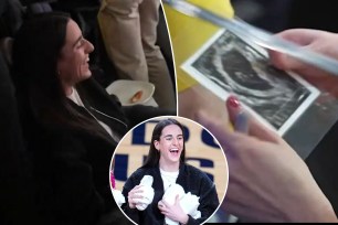 Caitlin Clark signs fan's ultrasound at Bucks-Pacers playoff game