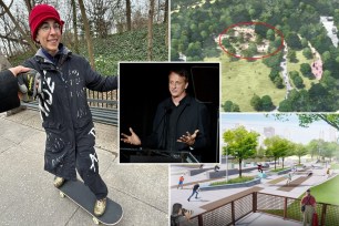 A few angry Brooklynites are planning to gather outside the skateboarder's show to jeer his plans for a skate park at Mount Prospect Park.