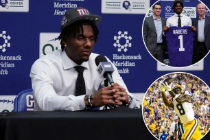 Malik Nabers was introduced Friday at the Giants' facility after they selected him at No. 6 overall in the first round of the 2024 NFL Draft.