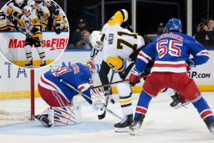 The Rangers' five-game winning streak ended with their loss to the Penguins on Monday.