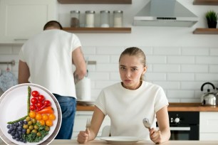 person waiting at a table with an empty plate