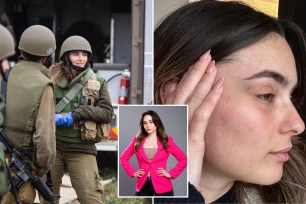 A beauty queen who has been serving on the front lines of the Israel-Hamas war since the Oct. 7 massacre was assaulted during a pro-Hamas protest in Times Square, The Post has learned.