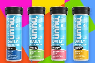 A group of nuun energy tubes on multi color background