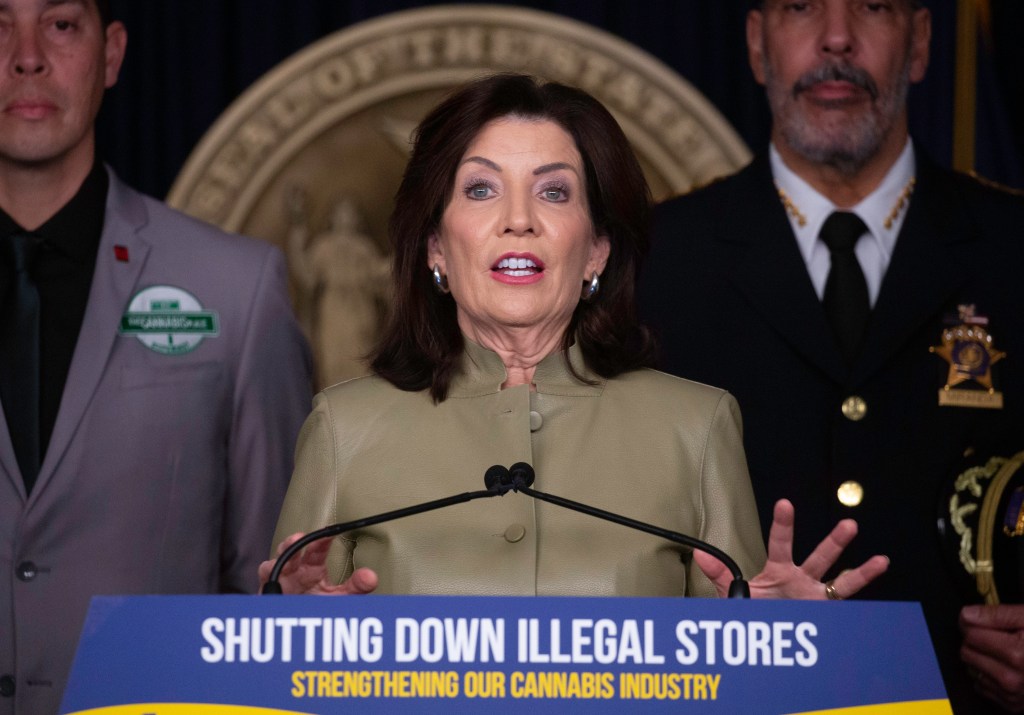 Gov. Kathy Hochul holds a press conference at her Third Avenue office in Manhattan, NY on April 19, 2024