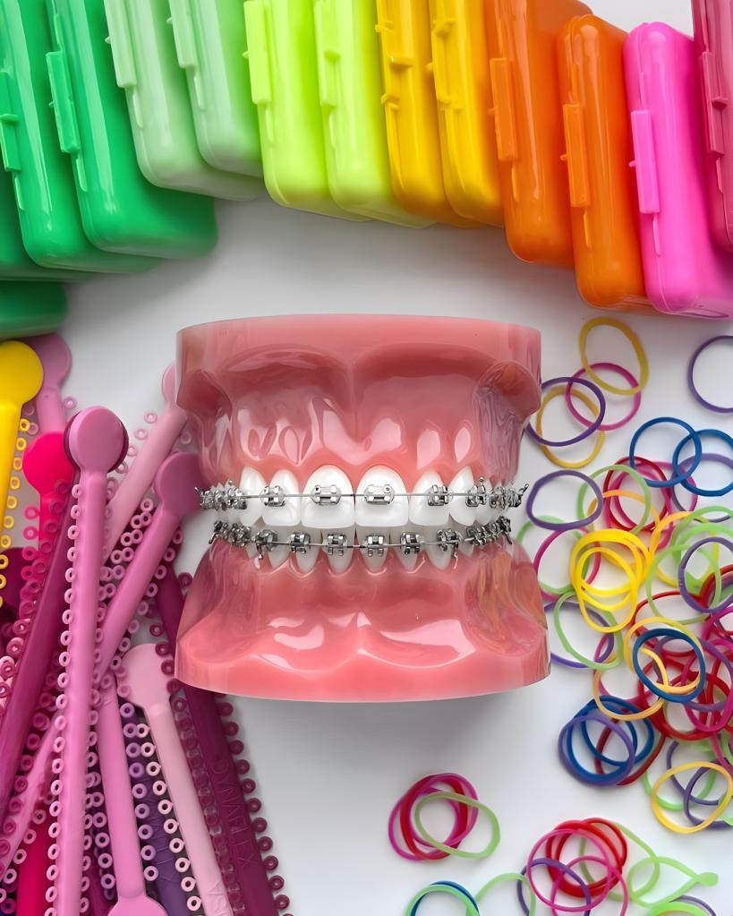 Plastic model of a human jaw with fashion braces from the online store VâAdorned