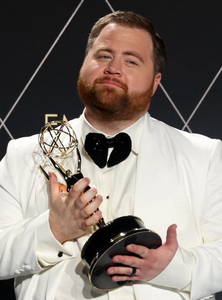 Paul Walter Hauser celebrates his Emmy win for "Black Bird." 