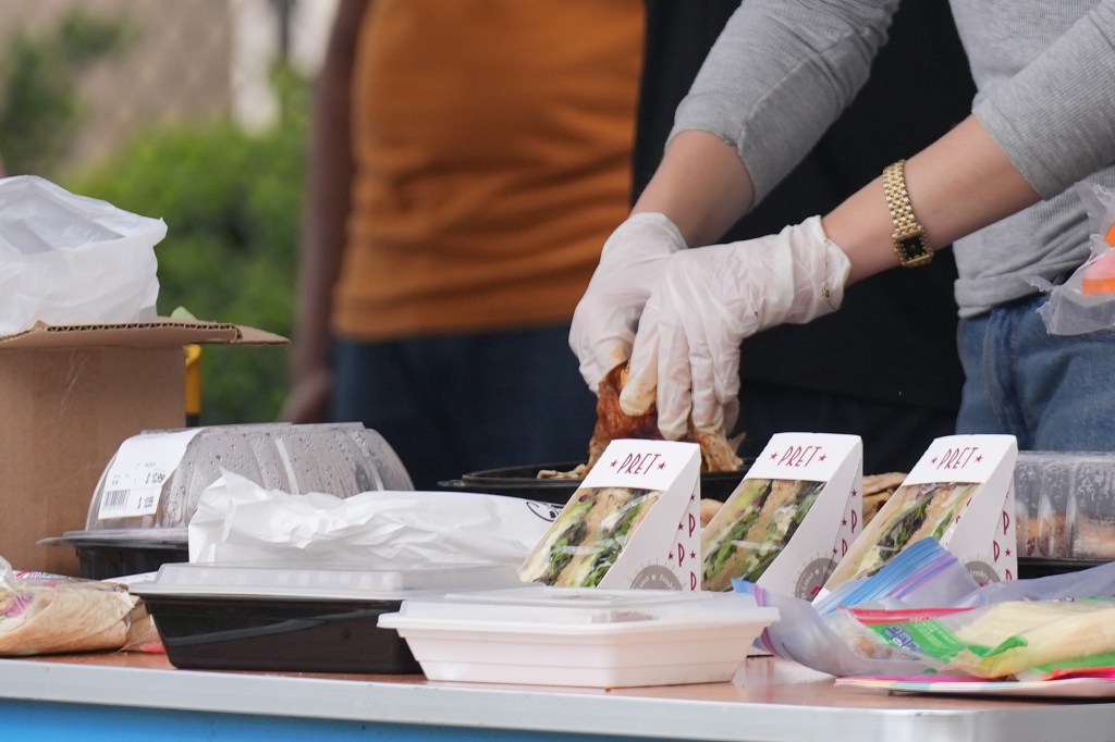 A line of Pret sandwiches.