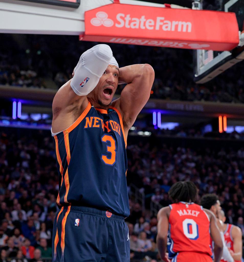 Josh Hart during the Knicks' Game 2 win over the 76ers on April 22, 2024.