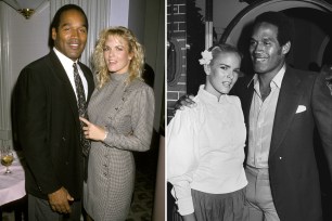 OJ Simpson and Nicole Brown Simpson; OJ Simpson and Nicole Brown Simpson in black and white