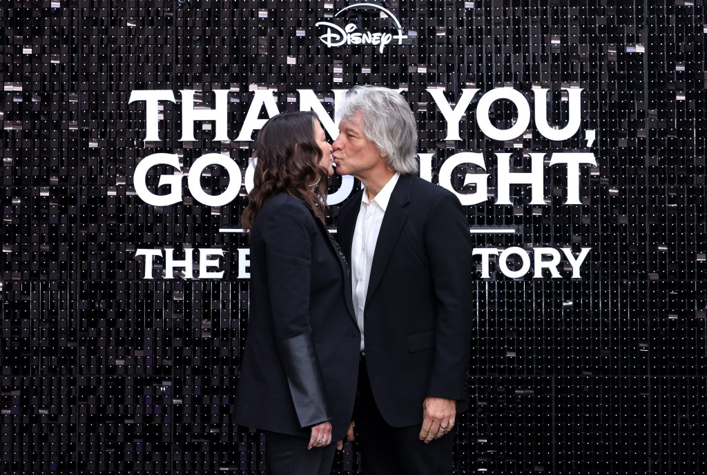 Dorothea Bongiovi and Jon Bon Jovi attend the UK Premiere of "Thank You and Goodnight: The Bon Jovi Story" on April 17, 2024.