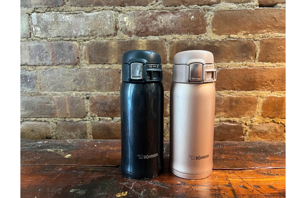 Two Zojirushi stainless steel mugs