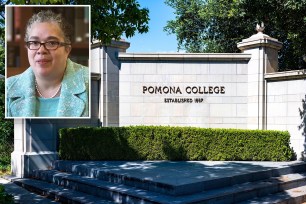 Gabi Starr standing in front of Pomona College, a leading liberal arts institution in Claremont, California on June 21, 2023