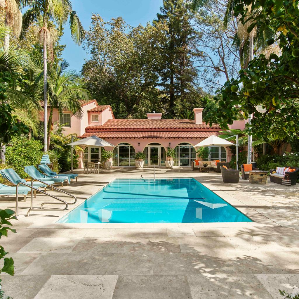 A pool in the backyard of Hotel Bel-Air