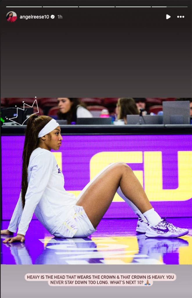 Angel Reese ponders her playing future in a post on her Instagram Story on April 2, 2024. 