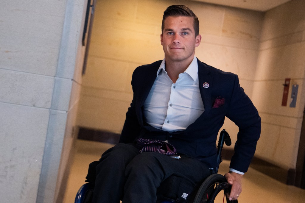 ep. Madison Cawthorn, R-N.C., is seen in the Capitol Visitor Center before Rep. Elise Stefanik, R-N.Y., won the election for House Republican Conference chair on Friday, May 14, 2021.