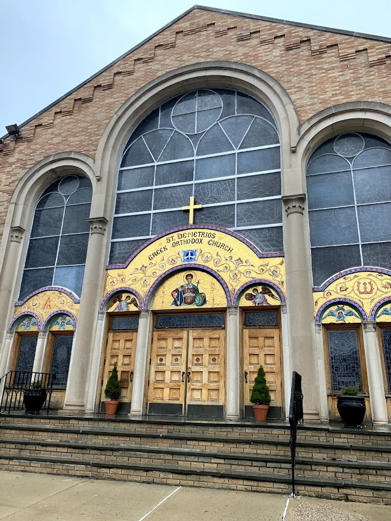 Saint Demetrios Greek Orthodox Church in Jamaica, NY where a 68-year-old woman was badly hurt when a robber punched her in the face on Sunday morning and stole her purse.