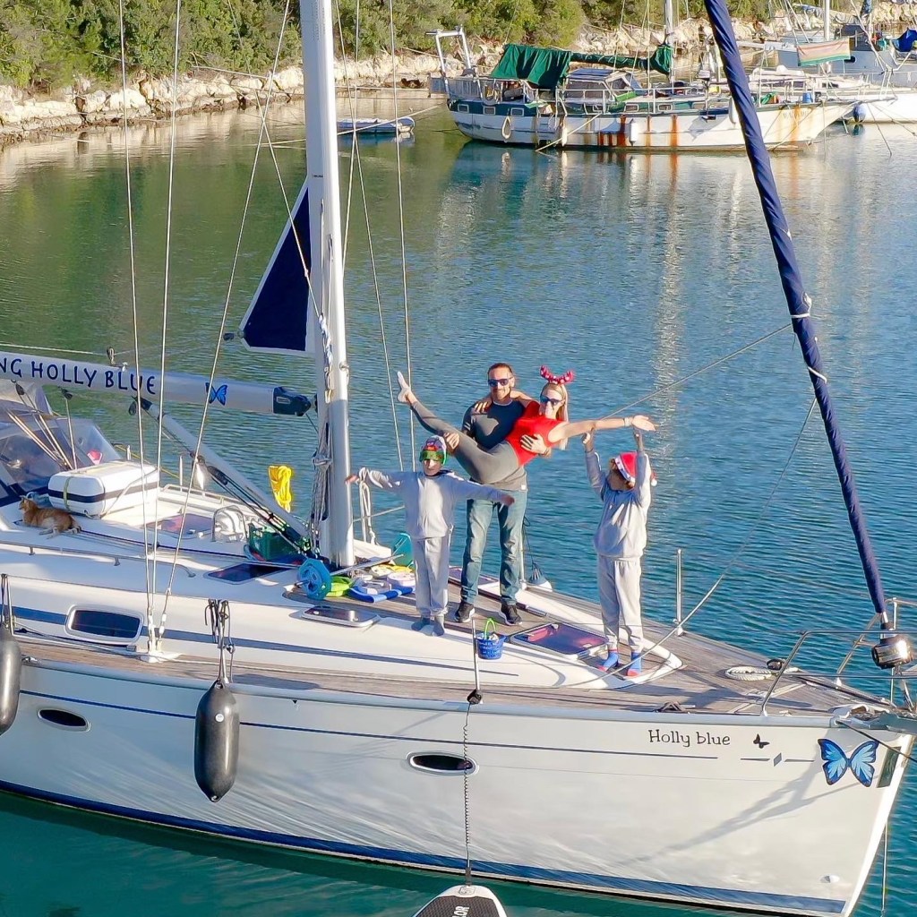 the Colledge family sailing on their yacht