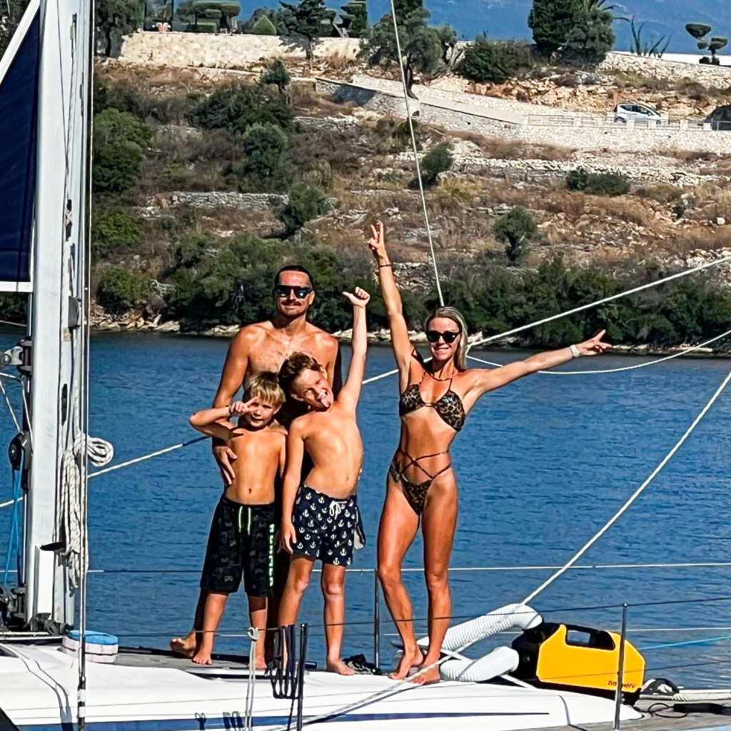 the Colledge family on their yacht