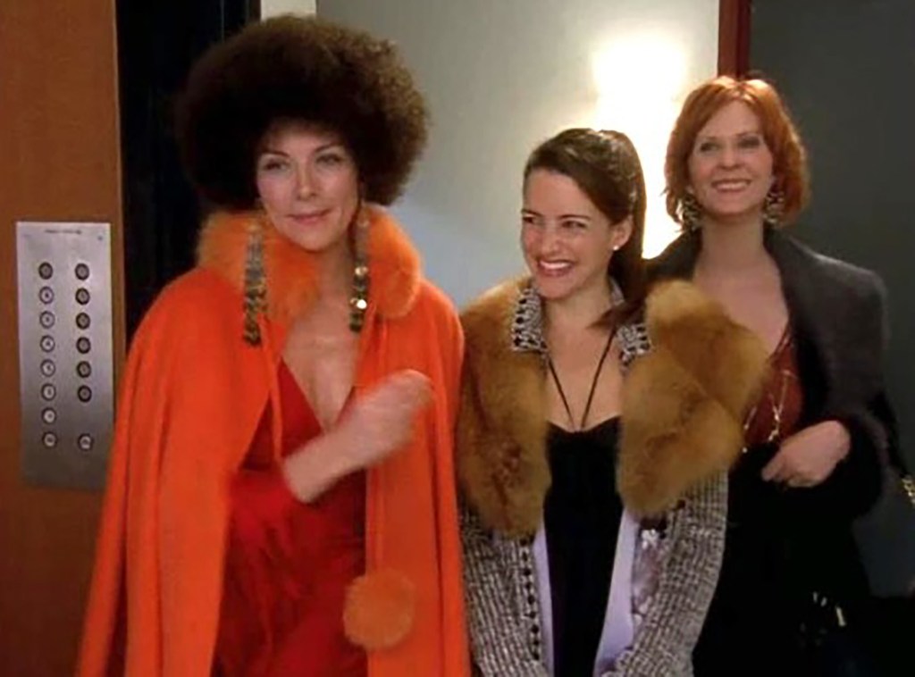 Samantha Jones wearing an afro wig